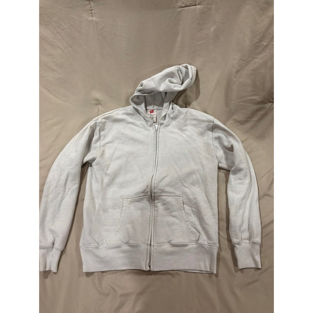 Hanes EcoSmart Mens Small Light Grey Full Zip Hoodie Sweatshirt Fleece P150‎